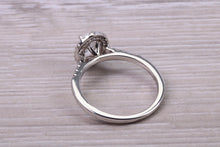 Load image into Gallery viewer, 0.80ct E VS2 Oval cut GIA Certified Natural Diamond Halo set Platinum Ring