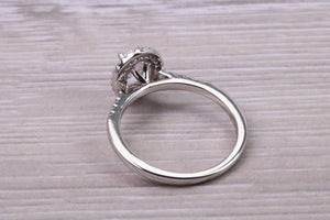 0.80ct E VS2 Oval cut GIA Certified Natural Diamond Halo set Platinum Ring