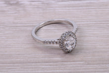 Load image into Gallery viewer, 0.80ct E VS2 Oval cut GIA Certified Natural Diamond Halo set Platinum Ring