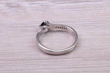 Load image into Gallery viewer, Black and White Diamond set White Gold Twist Shank Ring