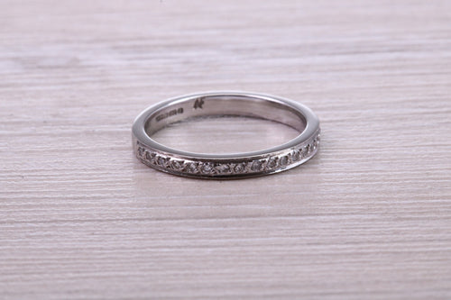 Half Circle Diamond set 18ct White Gold Band