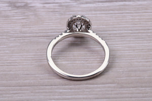 0.80ct E VS2 Oval cut GIA Certified Natural Diamond Halo set Platinum Ring