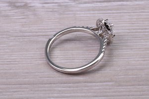 0.80ct E VS2 Oval cut GIA Certified Natural Diamond Halo set Platinum Ring