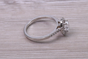 0.80ct E VS2 Oval cut GIA Certified Natural Diamond Halo set Platinum Ring