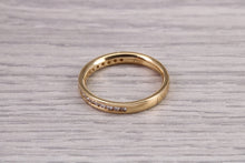 Load image into Gallery viewer, Traditional Half Channel set Diamond Eternity Ring, 18ct Yellow Gold Band, British Hallmarked, Ideal Eternity or Wedding Ring