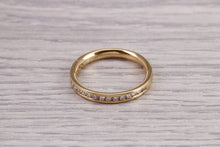 Load image into Gallery viewer, Traditional Half Channel set Diamond Eternity Ring, 18ct Yellow Gold Band, British Hallmarked, Ideal Eternity or Wedding Ring