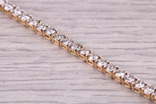 Load image into Gallery viewer, Three and Half carats Natural Diamonds set Yellow Gold Tennis Bracelet, British Hallmarked