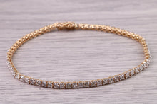 Load image into Gallery viewer, Three and Half carats Natural Diamonds set Yellow Gold Tennis Bracelet, British Hallmarked