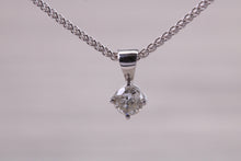 Load image into Gallery viewer, 0.19ct Simple Diamond Solitaire set White Gold Necklace, F VS Graded Natural Diamond, British Hallmarked, Choice of Chain Lengths