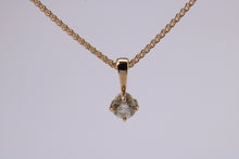 Load image into Gallery viewer, Quarter carat Simple Diamond Solitaire set Yellow Gold Necklace, F VS Graded Natural Diamond, British Hallmarked, Choice of Chain Lengths
