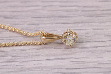 Load image into Gallery viewer, Quarter carat Simple Diamond Solitaire set Yellow Gold Necklace, F VS Graded Natural Diamond, British Hallmarked, Choice of Chain Lengths