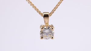 Half carat Simple and Elegant Natural Diamond set Solitaire Necklace, 18ct British Hallmarked Yellow Gold, Your Choice of Chain Lengths