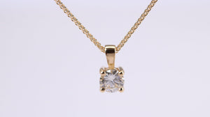 Half carat Simple and Elegant Natural Diamond set Solitaire Necklace, 18ct British Hallmarked Yellow Gold, Your Choice of Chain Lengths