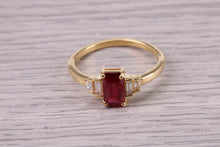 Load image into Gallery viewer, All Natural 1.05ct None Heat Treated Pigeon Blood Red Certified Ruby Complimented with 0.20ct Diamonds set in 18ct Yellow Gold Ring