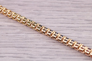 Five carats Multi Coloured Natural Sapphire set Solid Yellow Gold Tennis Bracelet, All Real Rainbow Coloured Sapphires, British Hallmarked