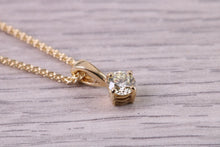 Load image into Gallery viewer, Quarter carat Simple Diamond Solitaire set Yellow Gold Necklace, F VS Graded Natural Diamond, British Hallmarked, Choice of Chain Lengths