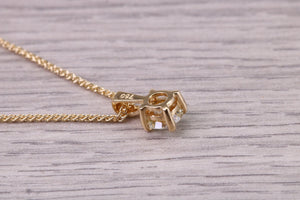 Half carat Simple and Elegant Natural Diamond set Solitaire Necklace, 18ct British Hallmarked Yellow Gold, Your Choice of Chain Lengths
