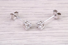 Load image into Gallery viewer, Half carat Diamond Solitaire set 18ct White Gold Stud Earrings