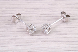 Half carat Diamond Solitaire set 18ct White Gold Stud Earrings