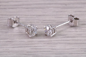 Half carat Diamond Solitaire set 18ct White Gold Stud Earrings