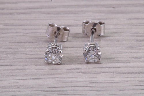 Half carat Diamond Solitaire set 18ct White Gold Stud Earrings