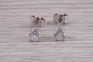 Half carat Diamond Solitaire set 18ct White Gold Stud Earrings