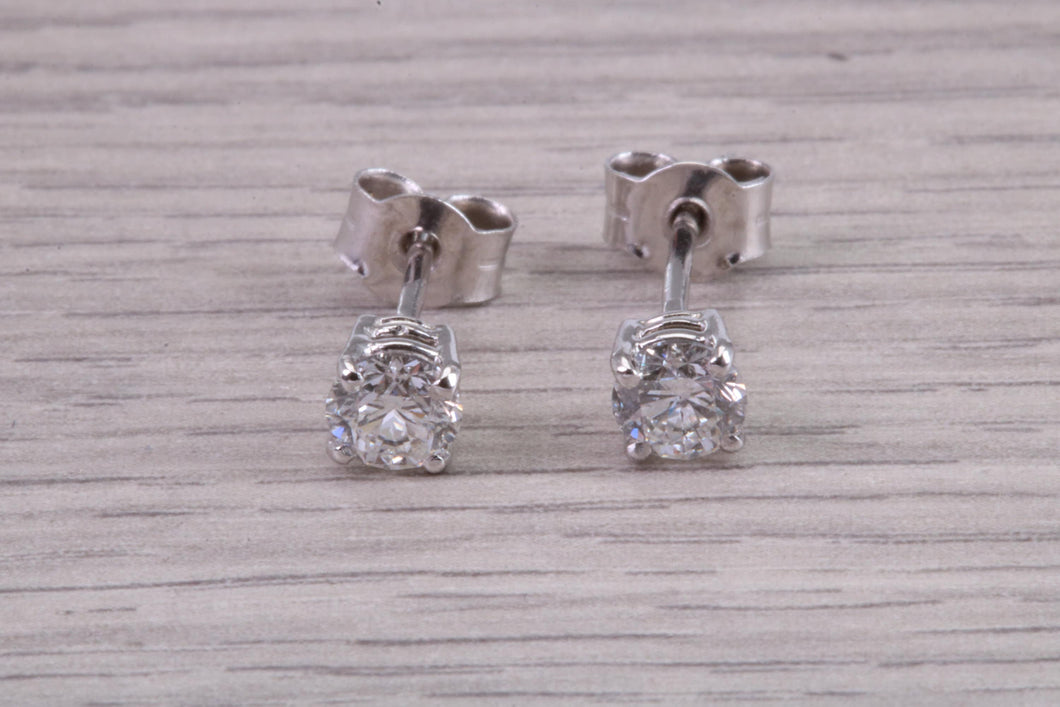 Half carat Diamond Solitaire set 18ct White Gold Stud Earrings