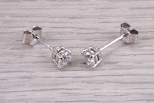 Load image into Gallery viewer, Half carat Diamond Solitaire set 18ct White Gold Stud Earrings