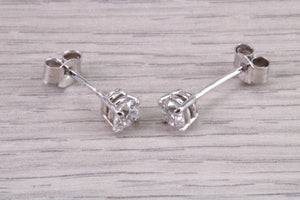 Half carat Diamond Solitaire set 18ct White Gold Stud Earrings